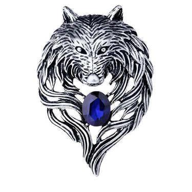 Men's Vintage Wolf Pin With Rhinestones -, Lapel Pin , Drestiny , Australia, Blue, Canada, Gender_Men, Gold, Lapel Pins, New Zealand, Red, Silver, United Kingdom, United States , Drestiny , www.shopdrestiny.com